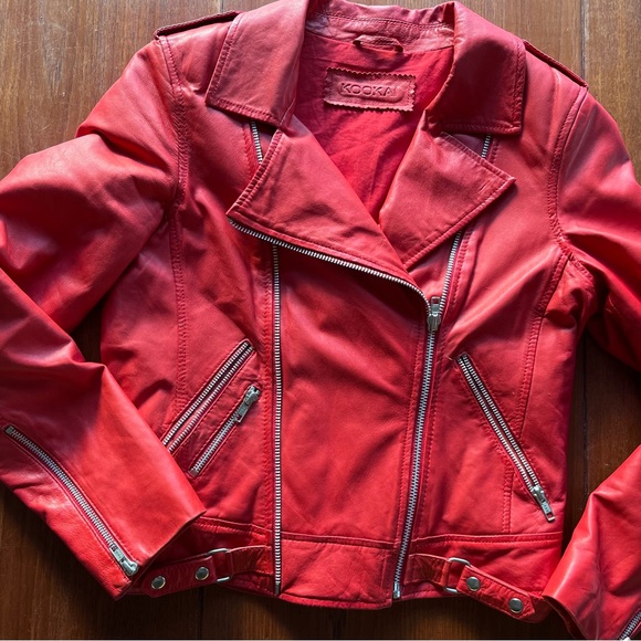 Kookai Red lamb leather perfecto - Picture 7 of 9